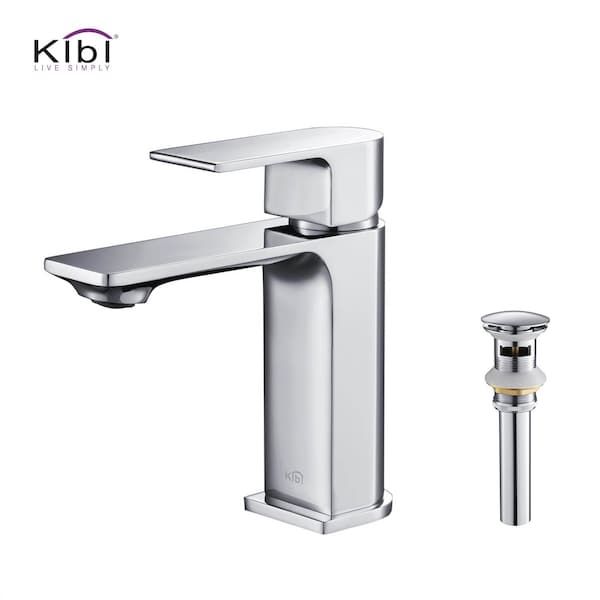 Kibi Mirage Single Handle Bathroom Vanity Sink Faucet with Pop Up Drain C-KBF1001CH-KPW100CH - main